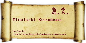 Misolszki Kolumbusz névjegykártya
